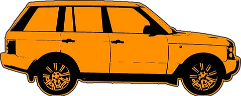 Side view of a sleek orange SUV vehicle