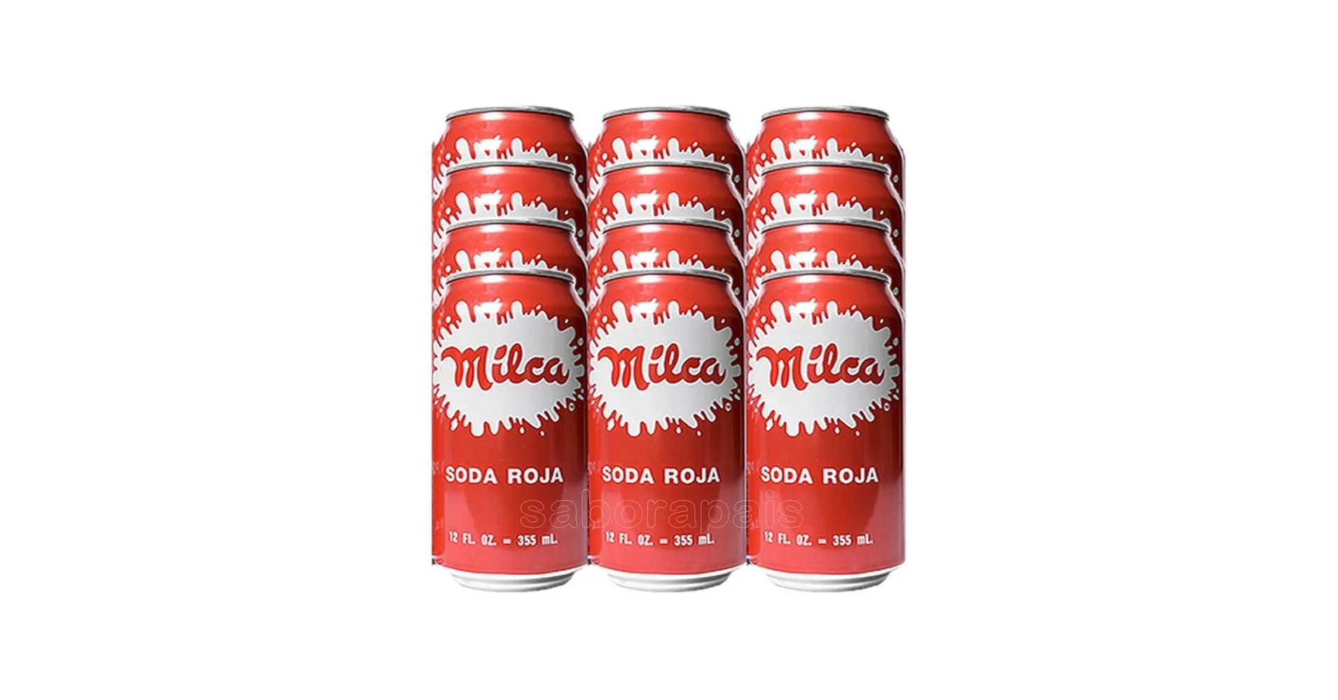 A collection of red soda cans stacked together, featuring a white label with the word 'Soda Roja'.