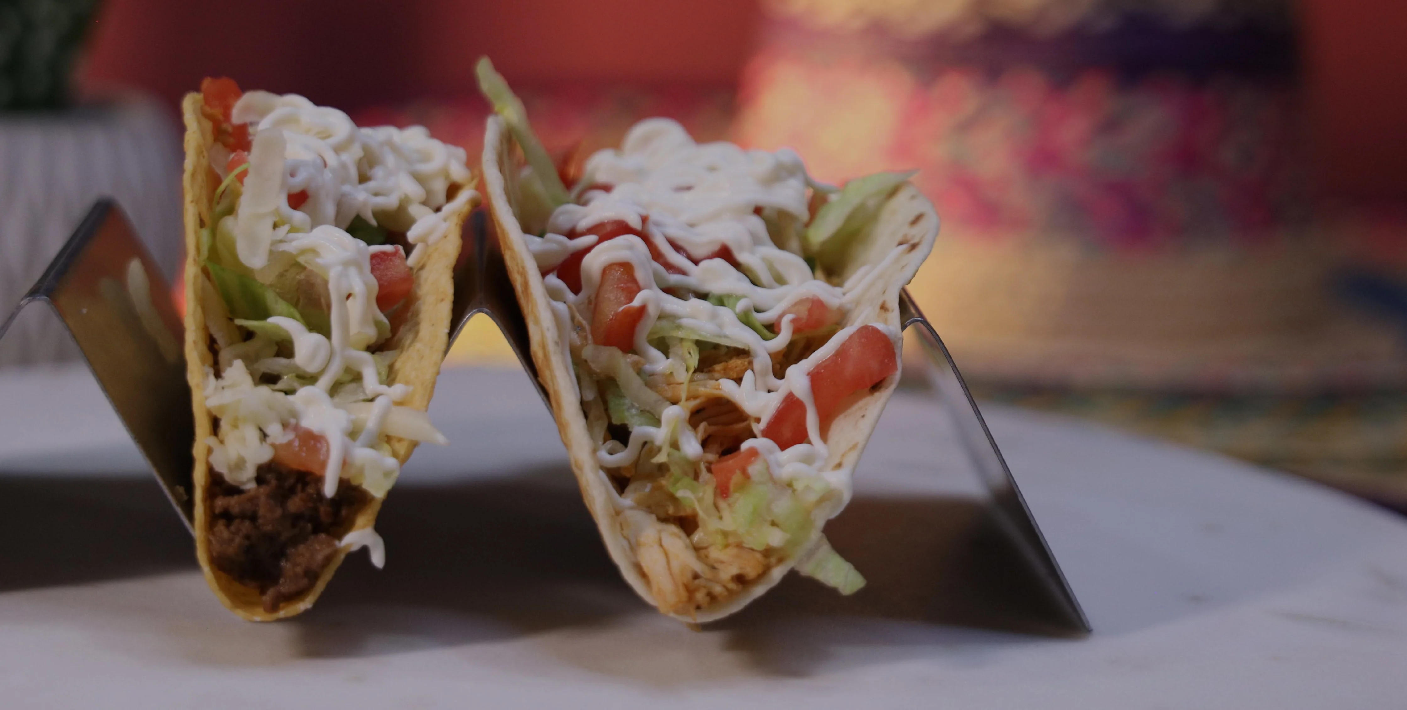 Delicious Mexican tacos with beef and fresh toppings