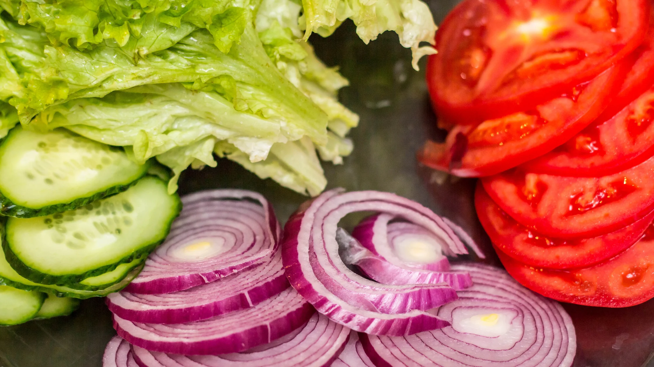 Fresh Mediterranean salad ingredients ready for preparation