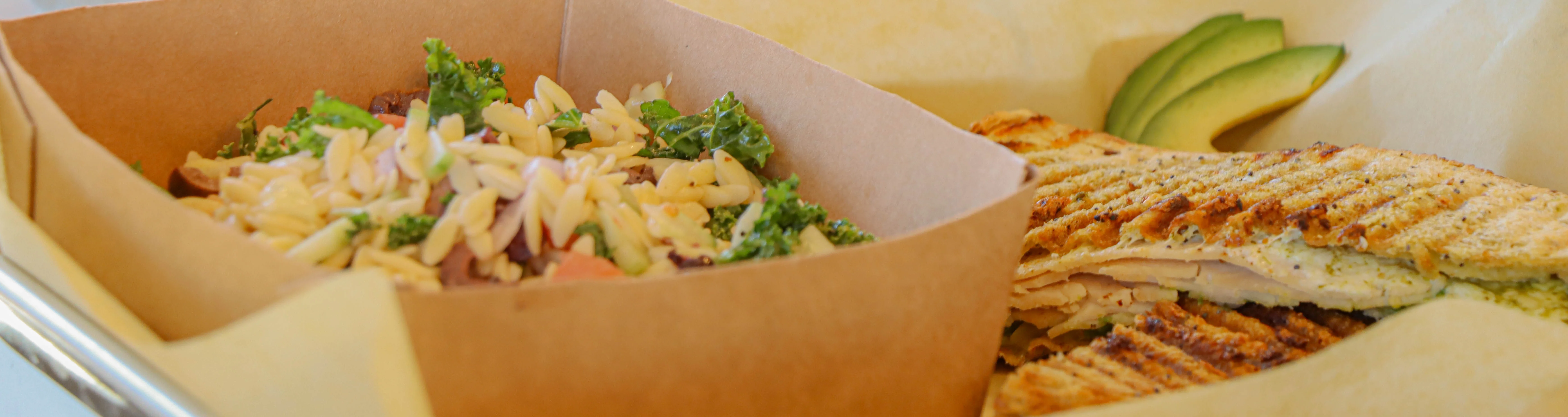 Panini and Med Salad Pasta