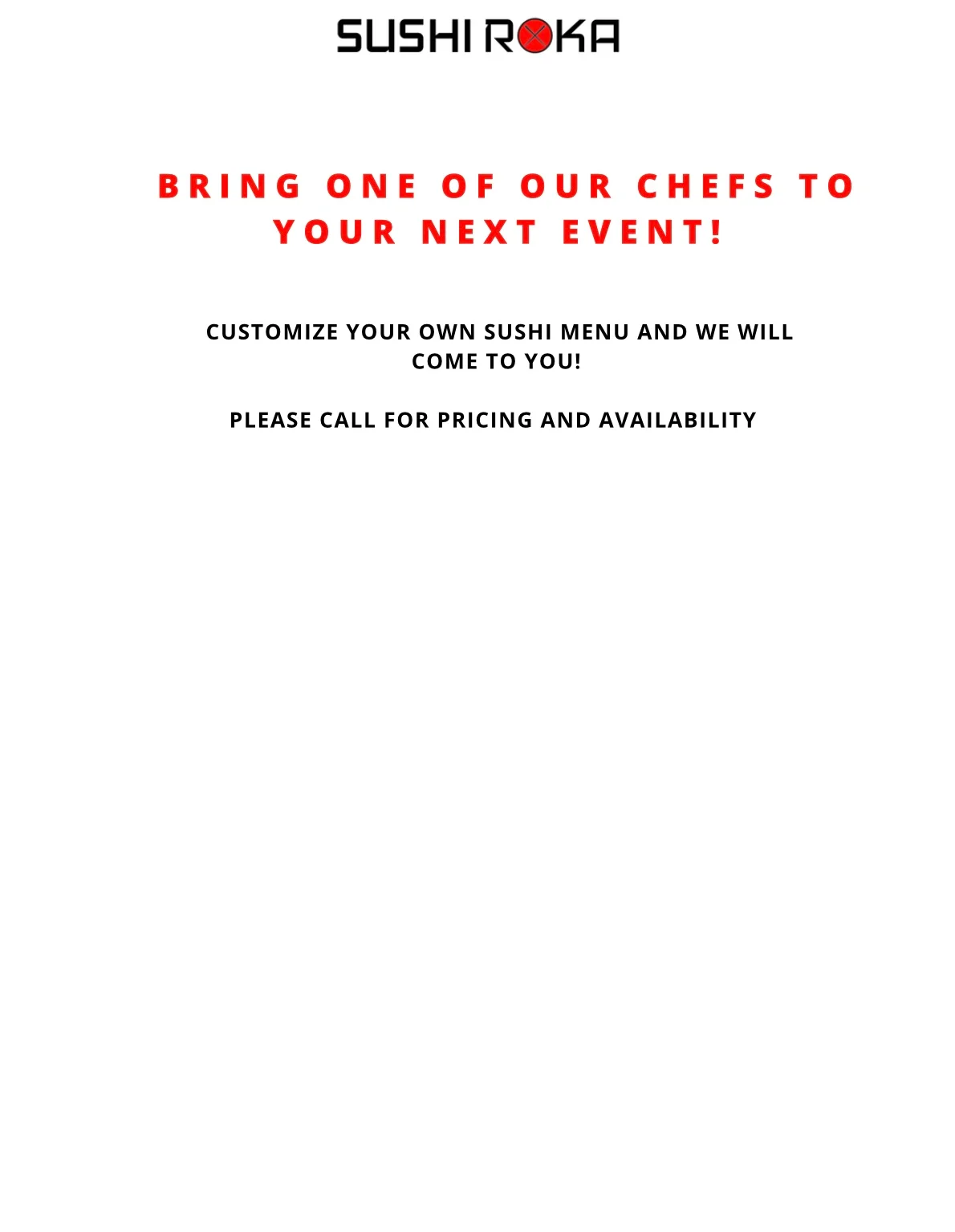 Sushi catering service for events with customizable menu