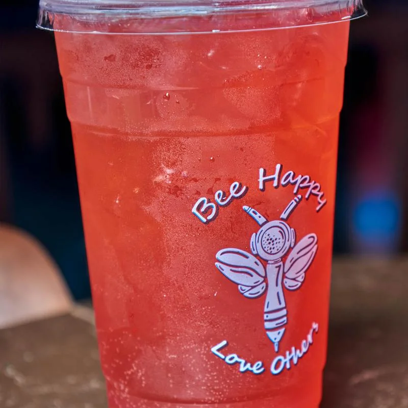 Refreshing fruit beverage in a clear cup