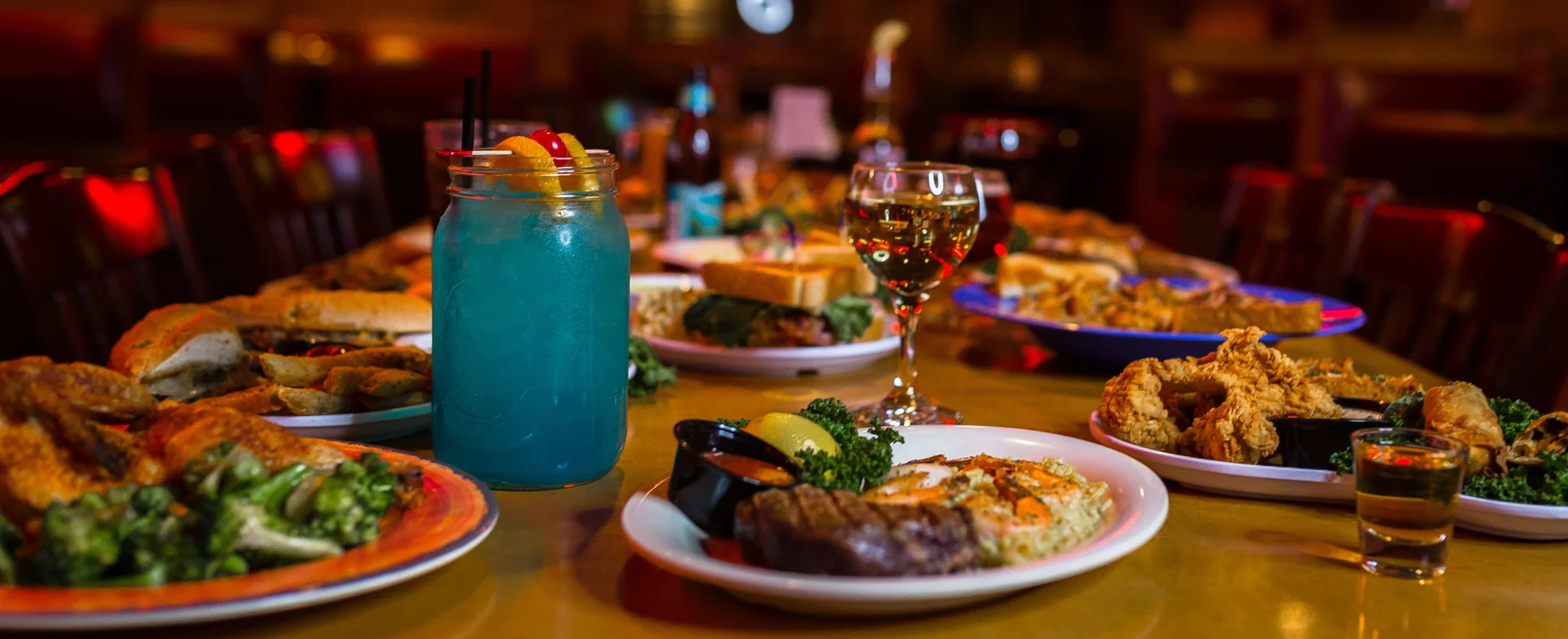 table spread of The Oasis Southwest Grill's specialty dishes