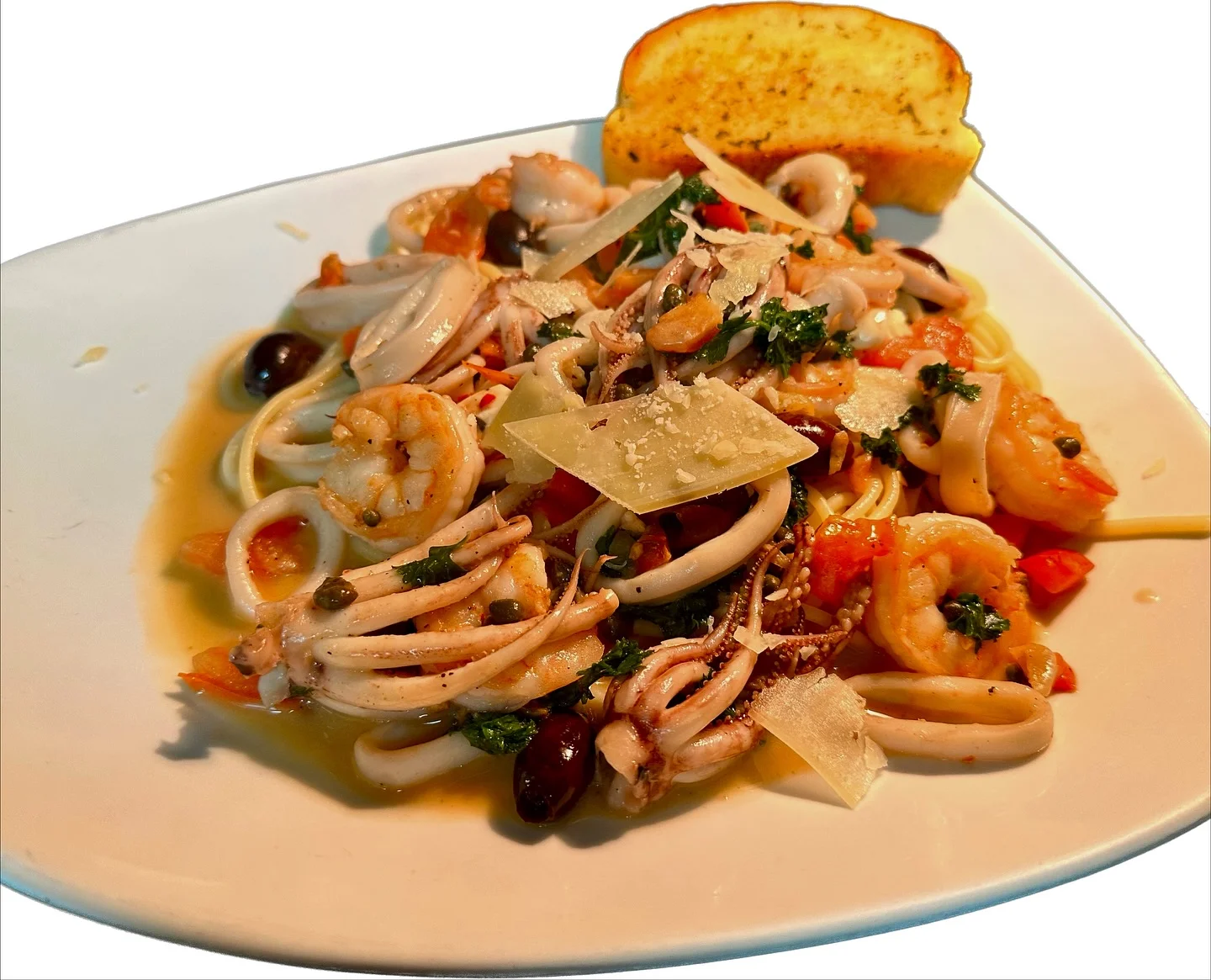 Seafood Greek spaghetti