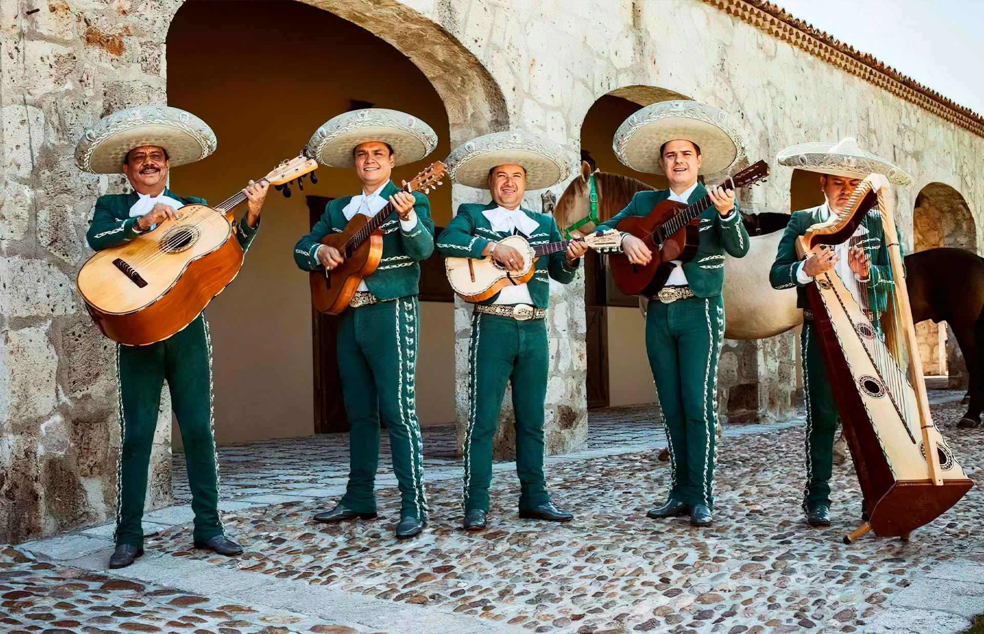 Mariachi band playing at the hacienda open patio