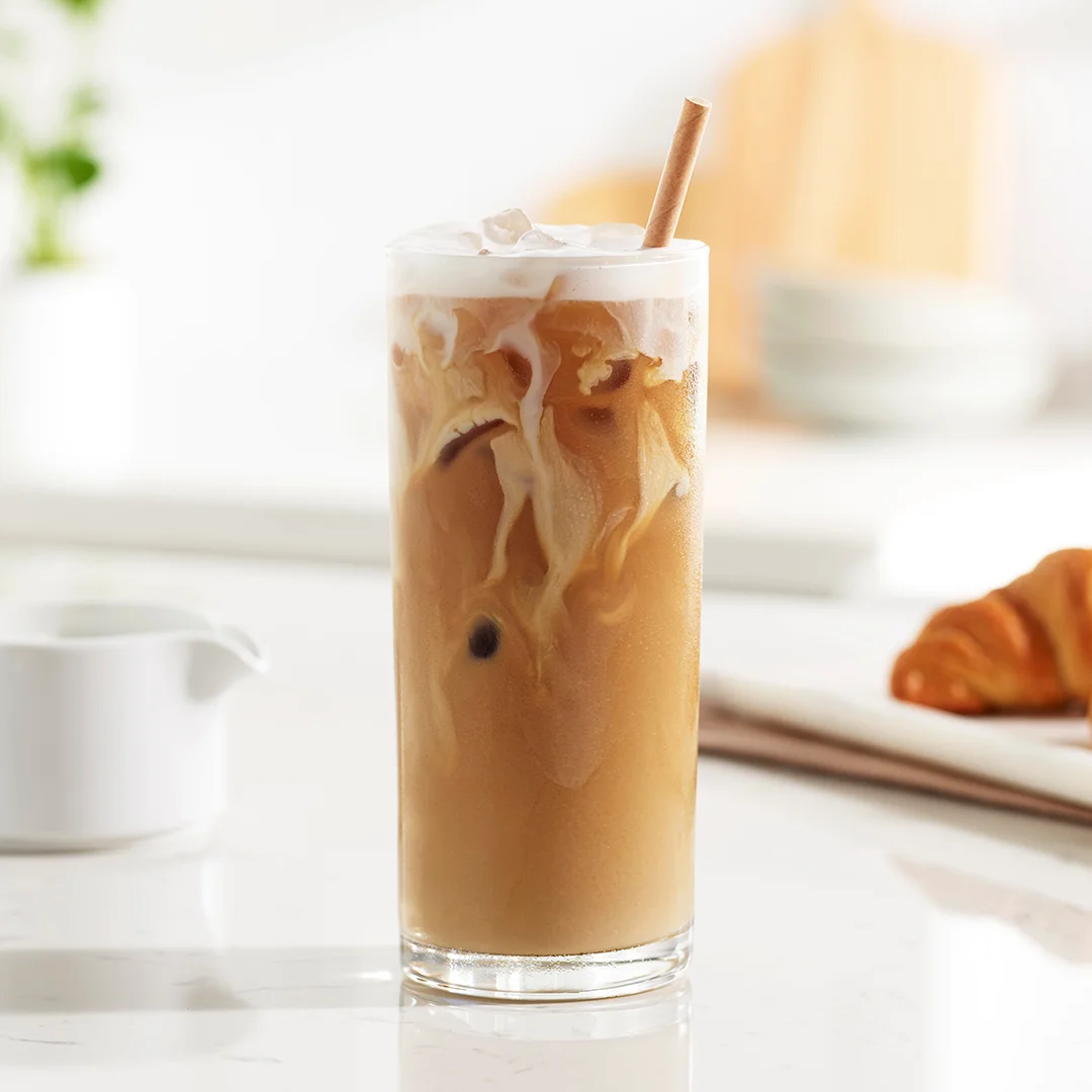 Iced coffee drink with cream and ice