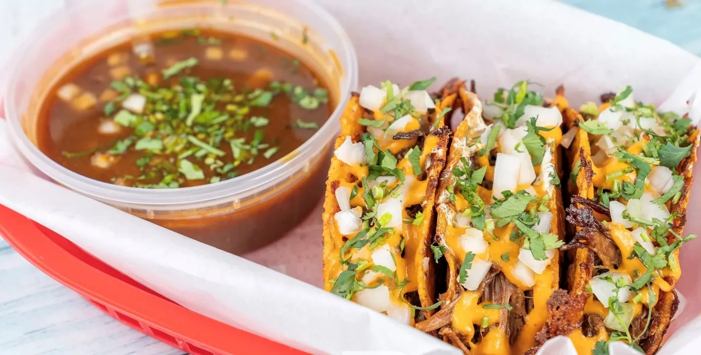 Three  Birria Tacos + Consome