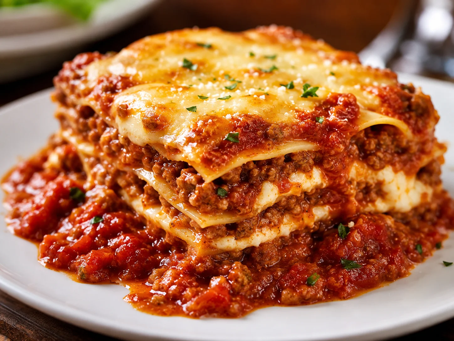 Classic Italian lasagna with rich meat sauce