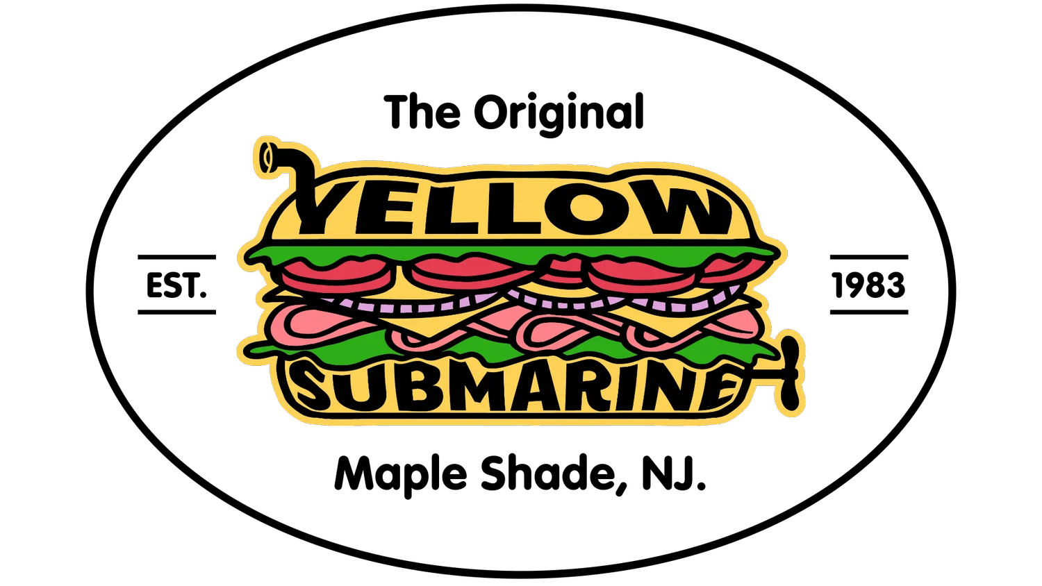 Colorful sandwich logo for Yellow Submarine restaurant
