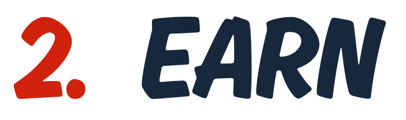 2. EARN logo with bold red and navy typography