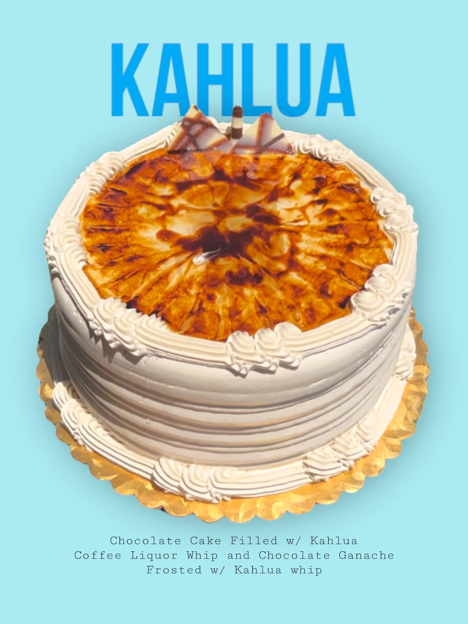 Decadent Kahlua chocolate cake with creamy frosting