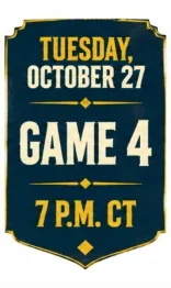 Vintage event sign with bold typography and date, game, and time details
