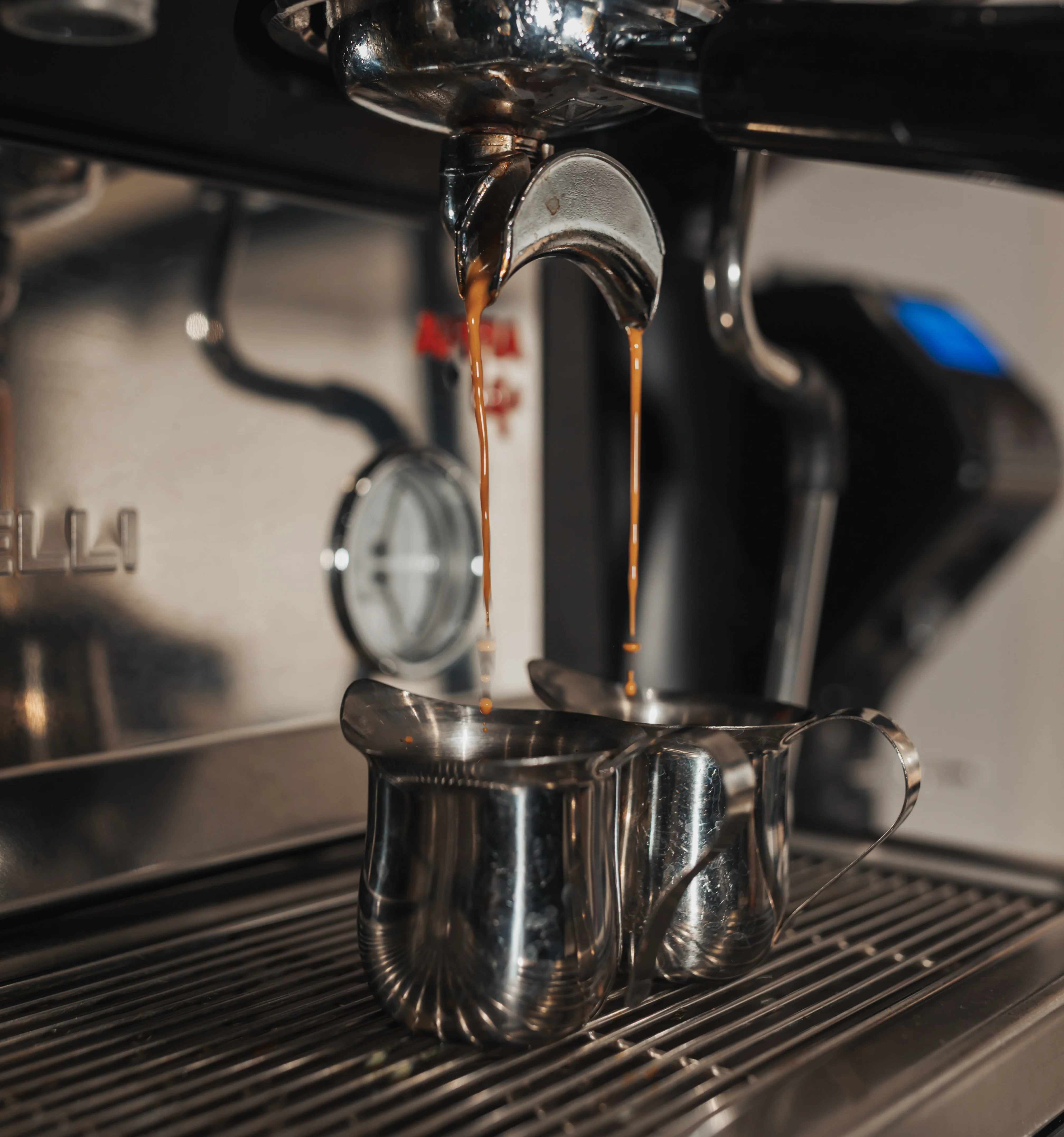 Barista pulling espresso shot at Revival Coffee mobile café
