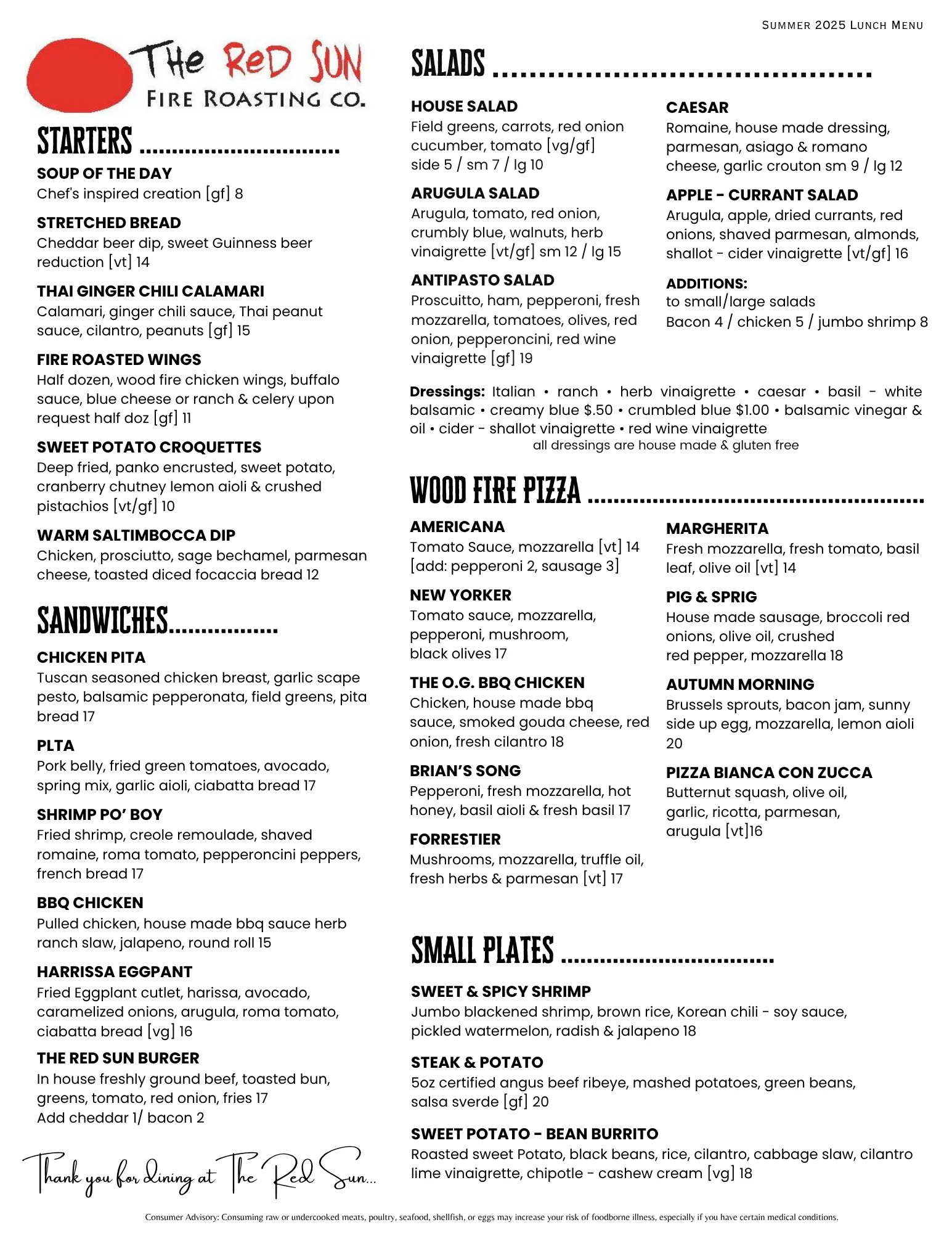 Diverse lunch menu featuring global cuisine options