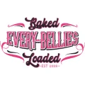 A colorful logo featuring the text 'Baked Every-Bellies Loaded' with decorative elements.