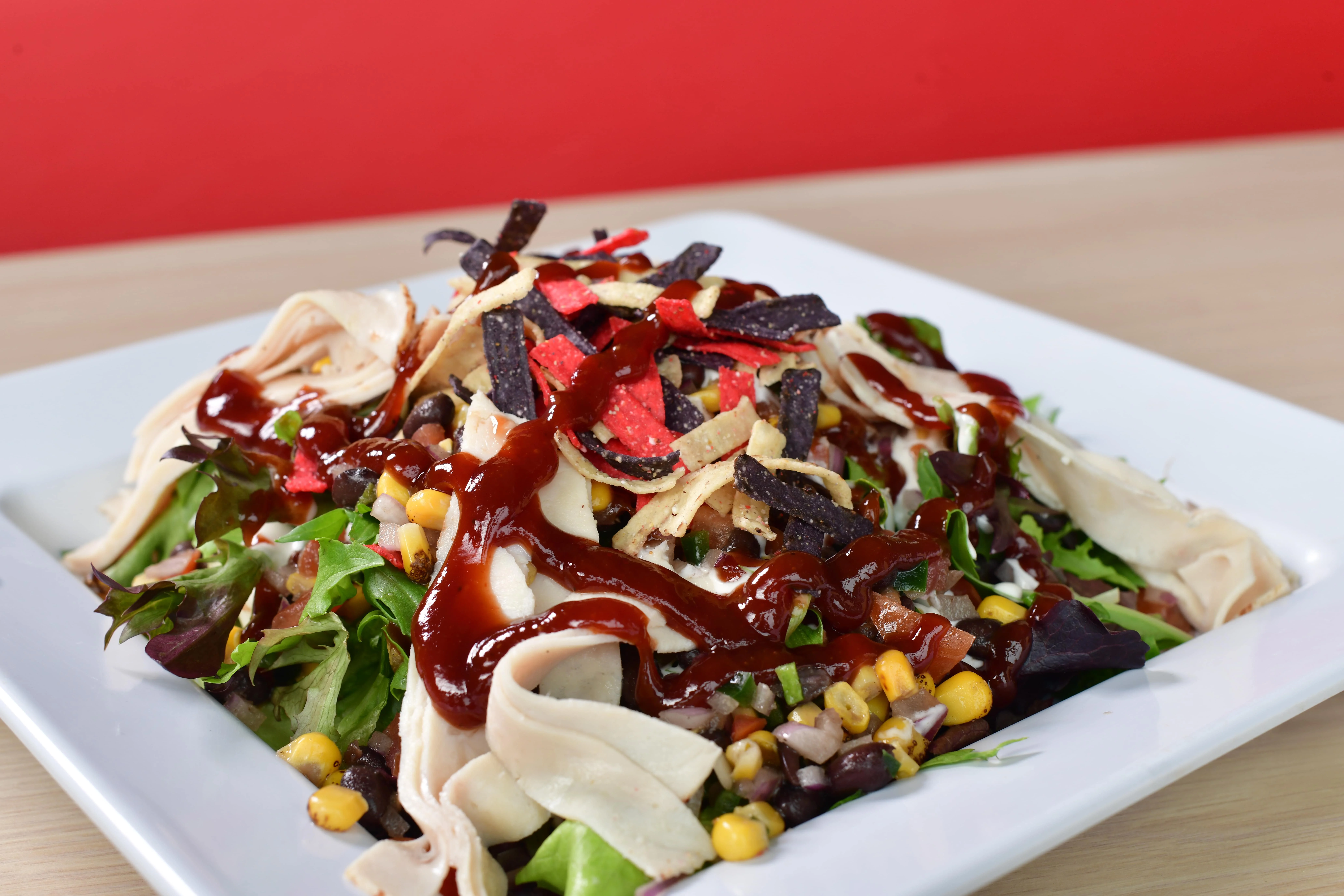 BBQ chicken salad with tortilla strips