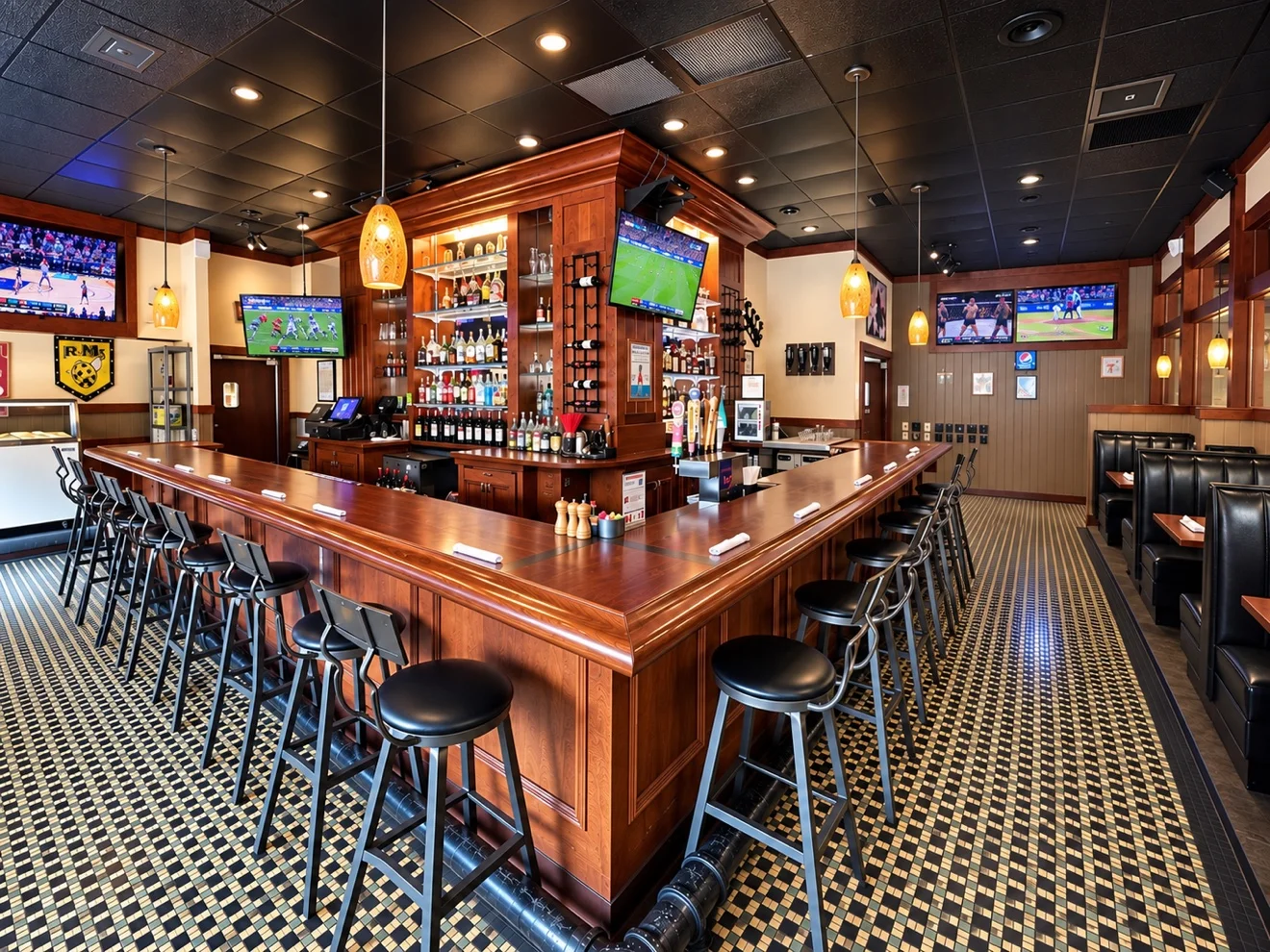 Long bar at Marco's Italian Restaurant in Ashland, VA