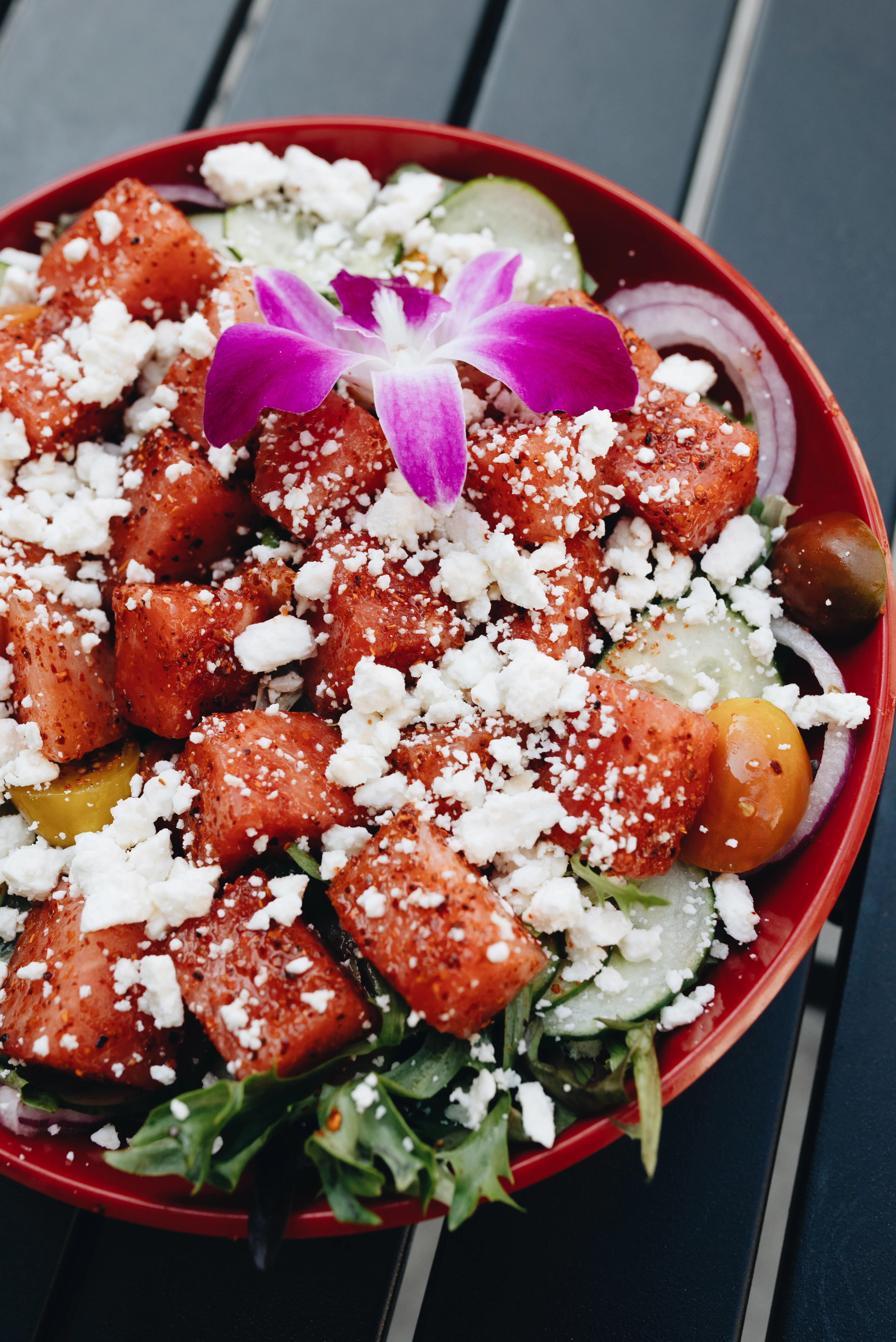 Refreshing watermelon salad with feta cheese