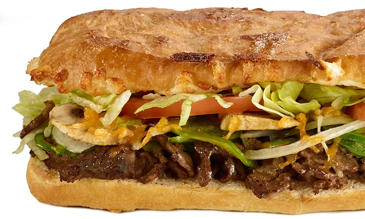 Italian beef sandwich on a toasted hoagie roll