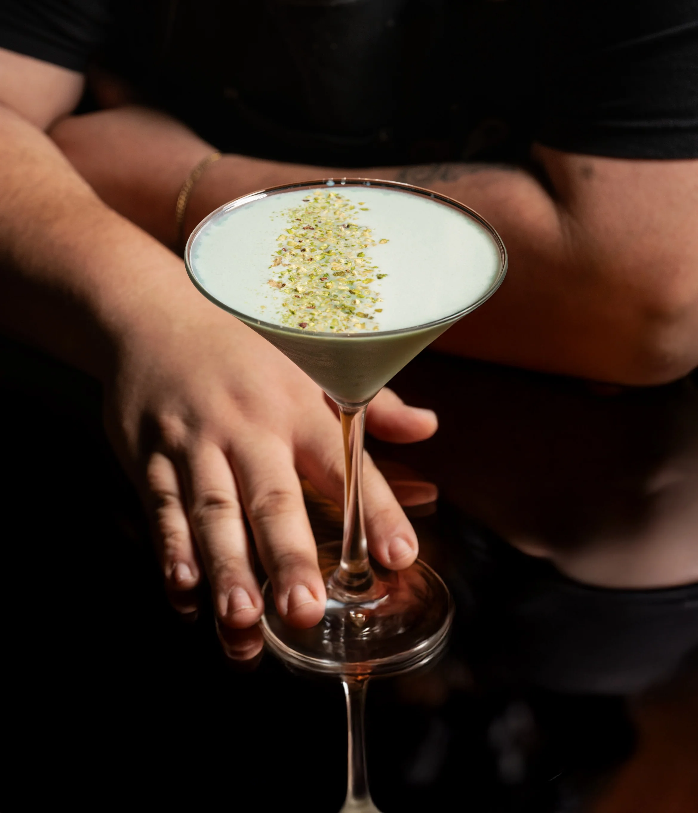 Crafted espresso martini with frothy top