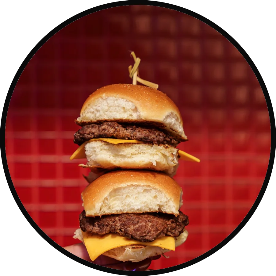 Double cheeseburger with melted cheese and soft buns