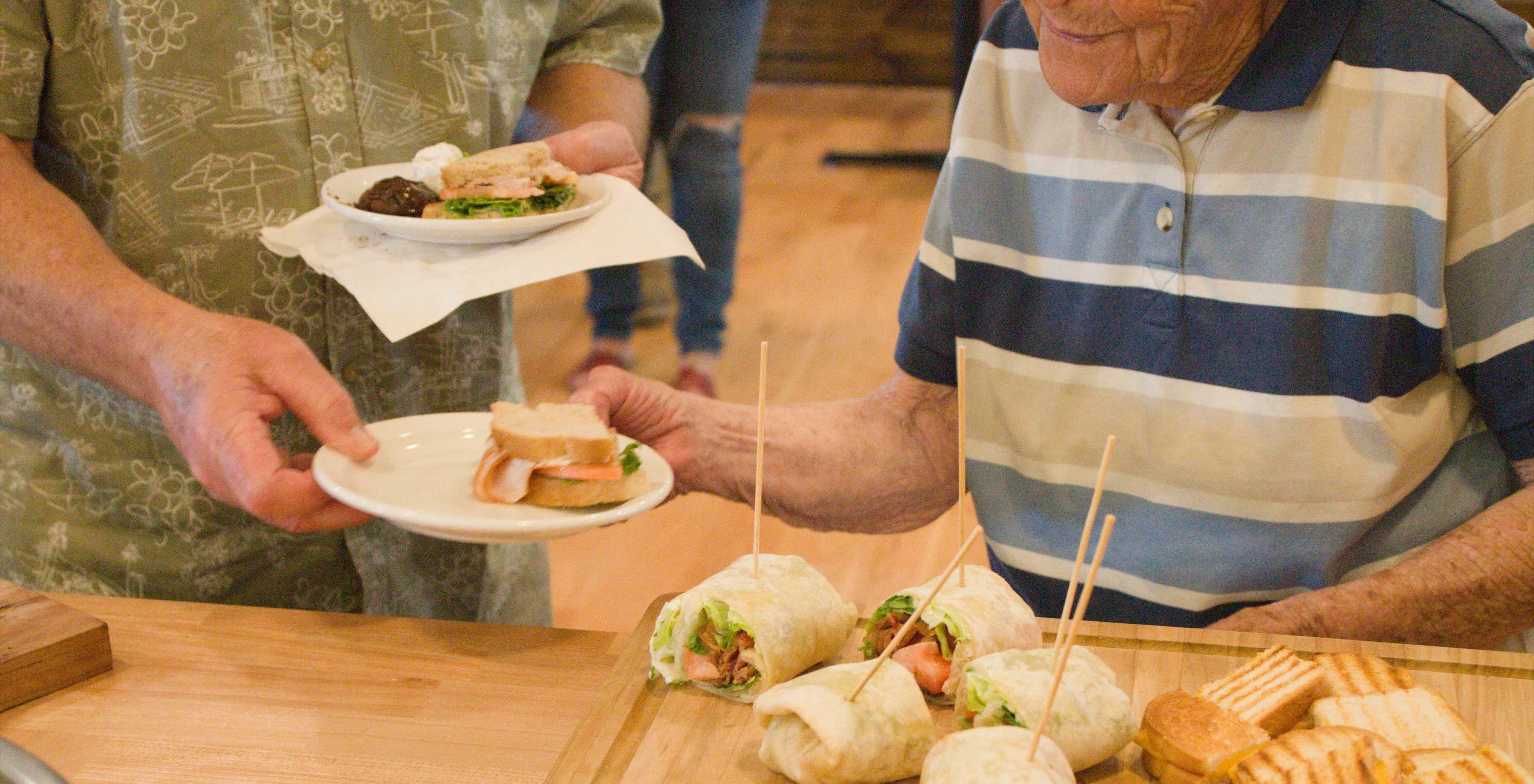 Assorted wraps and sandwiches served at a casual gathering