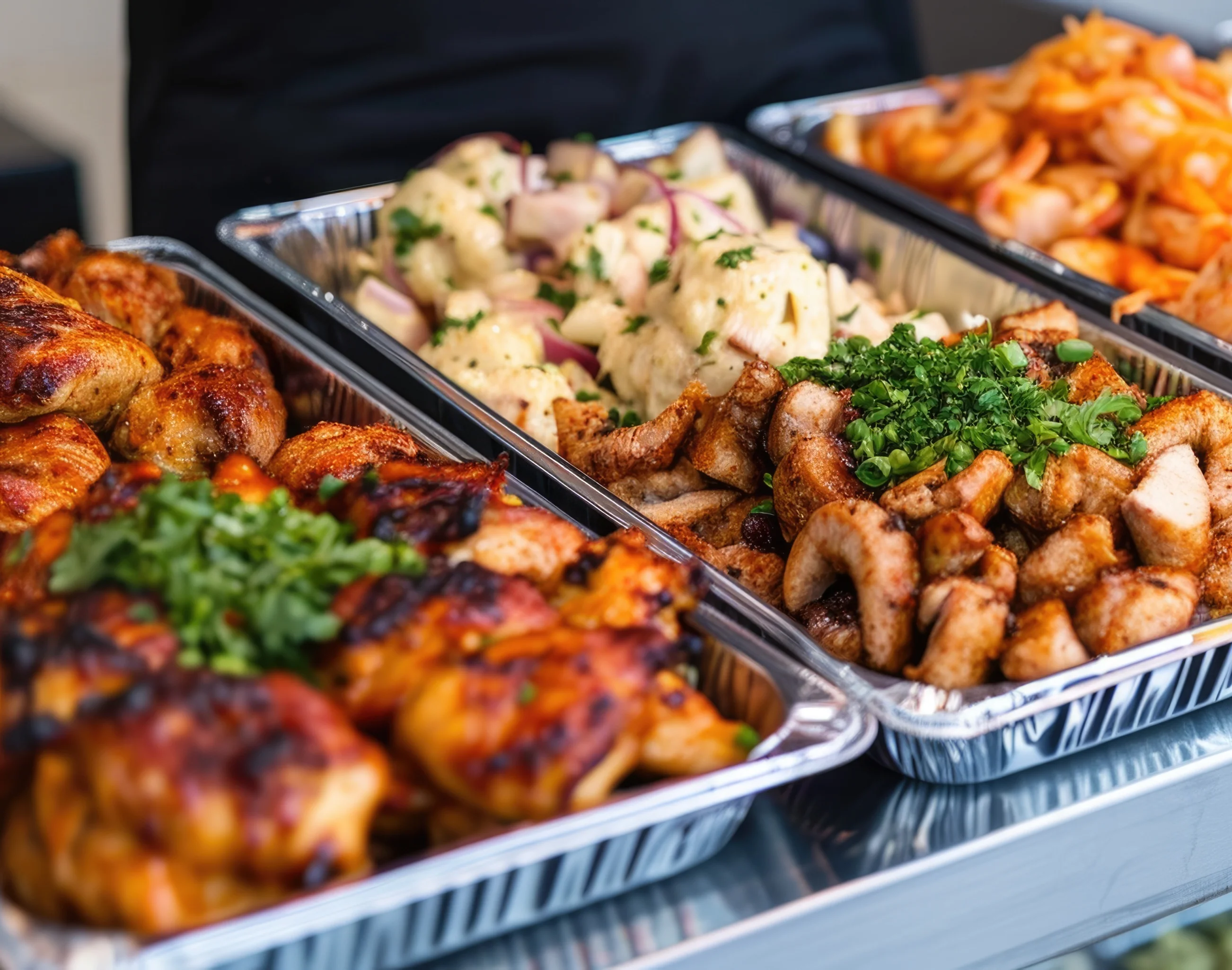 Assorted grilled meats and shrimp platter for a festive gathering