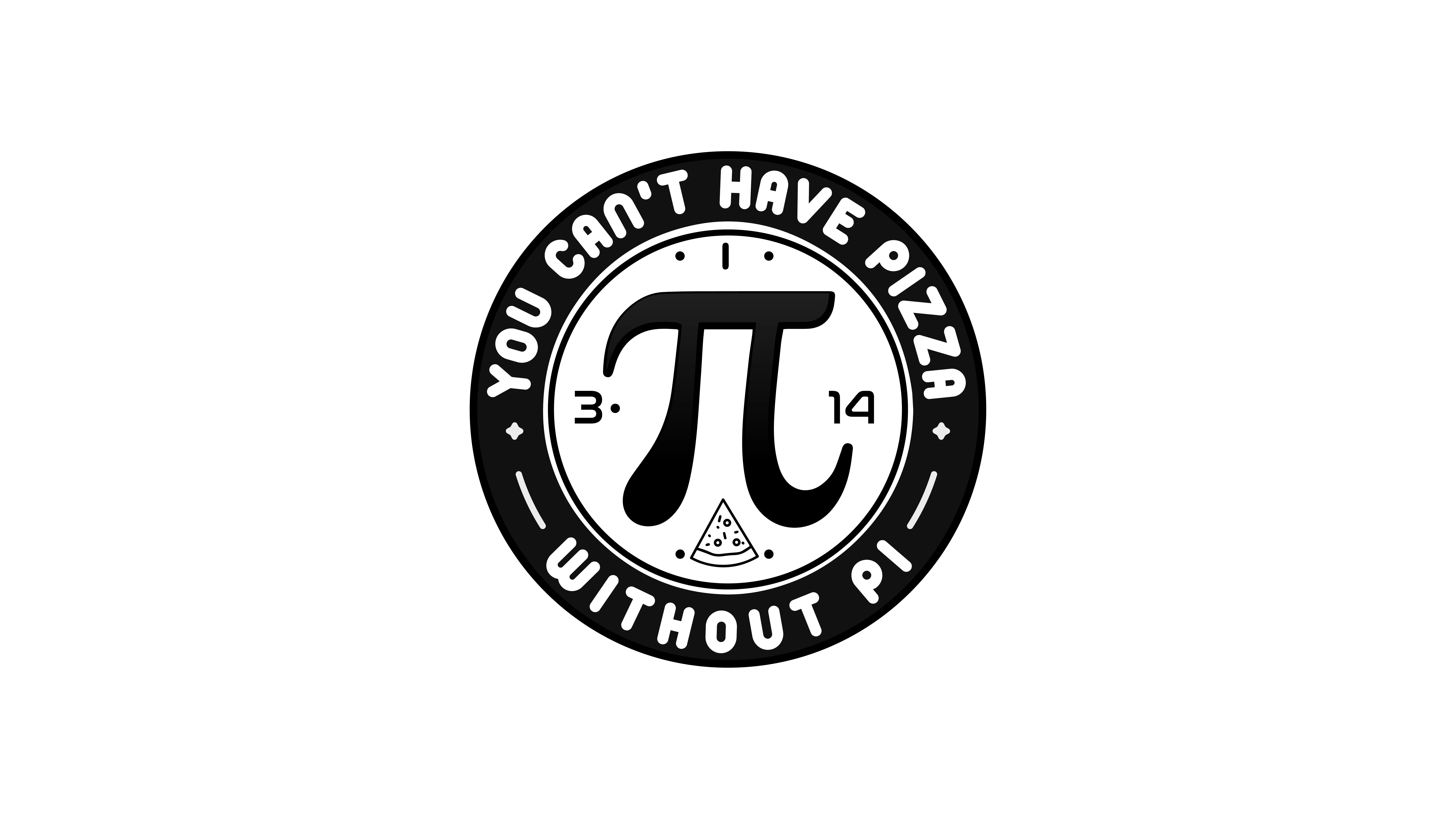 Logo featuring pi symbol and pizza with playful text design
