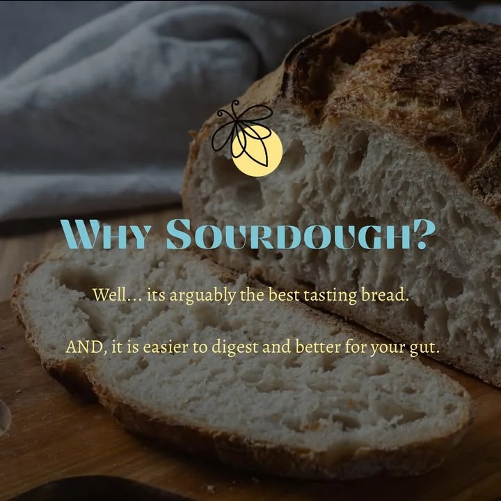 An informative graphic discussing the benefits of sourdough bread with an appealing visual style.