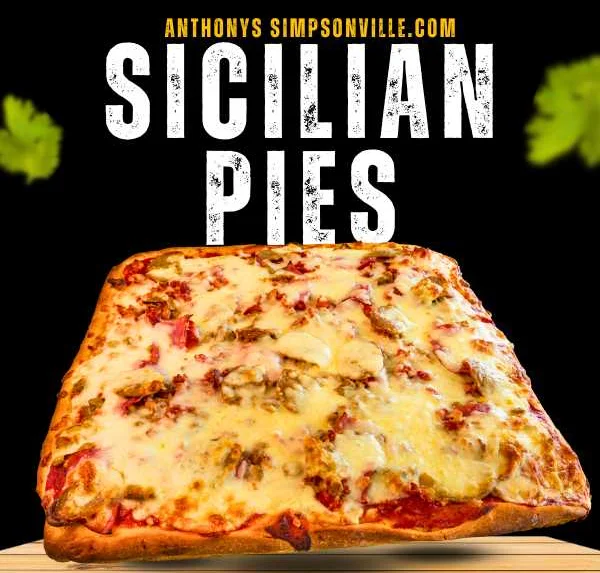 Sicilian pizza with a golden crust and melted cheese