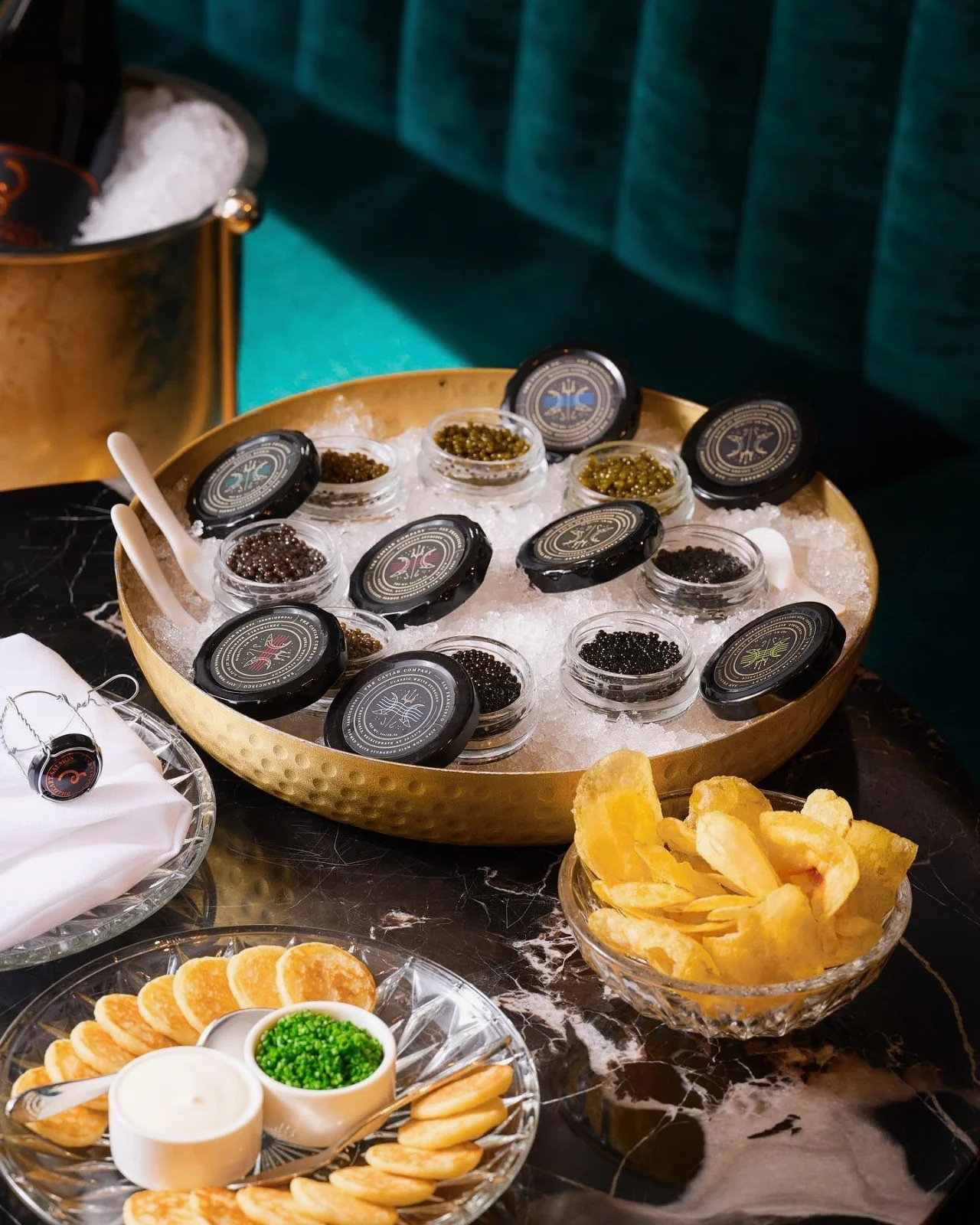 Premium caviar service at King William Wine Co. in San Antonio