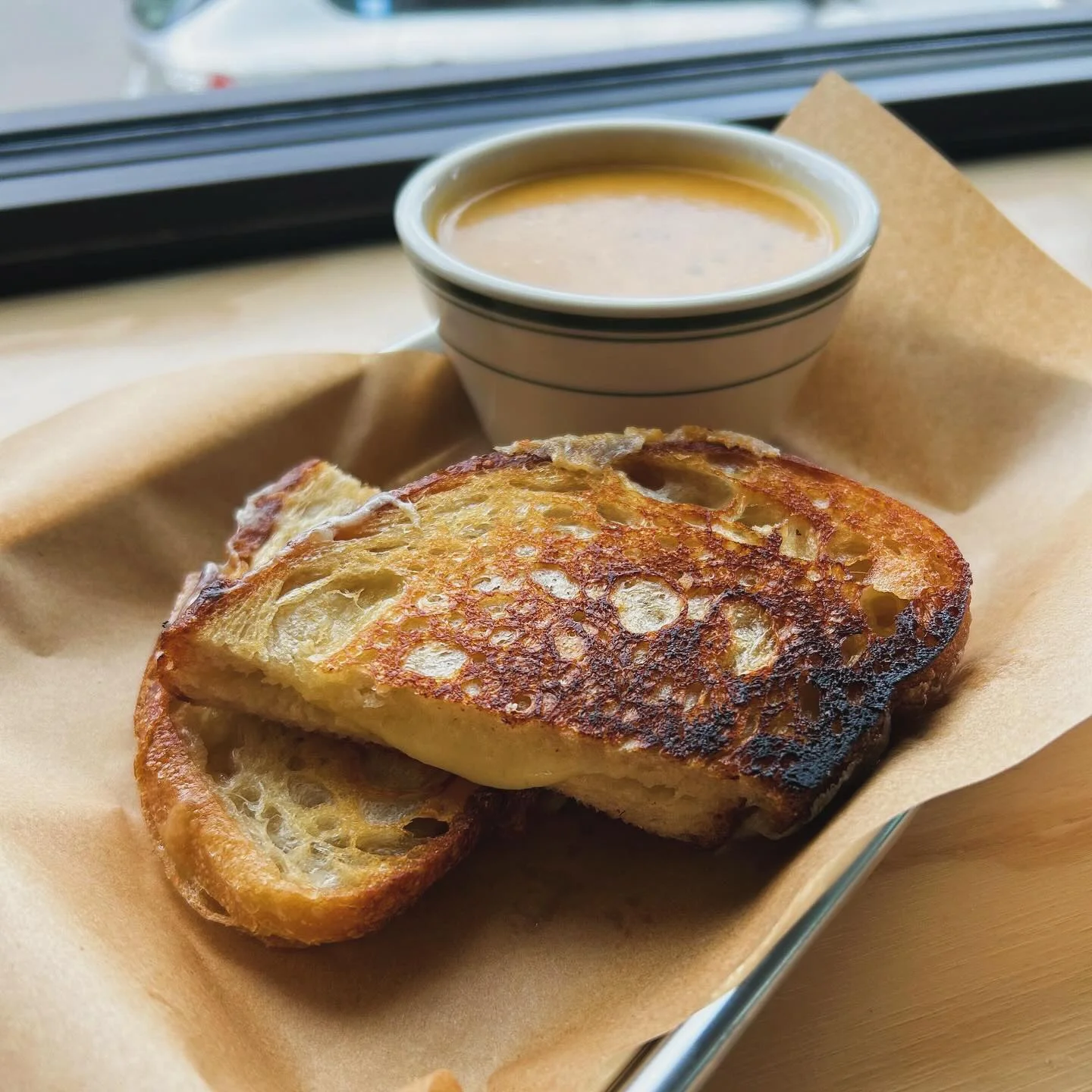 Grilled cheese sandwich with tomato soup