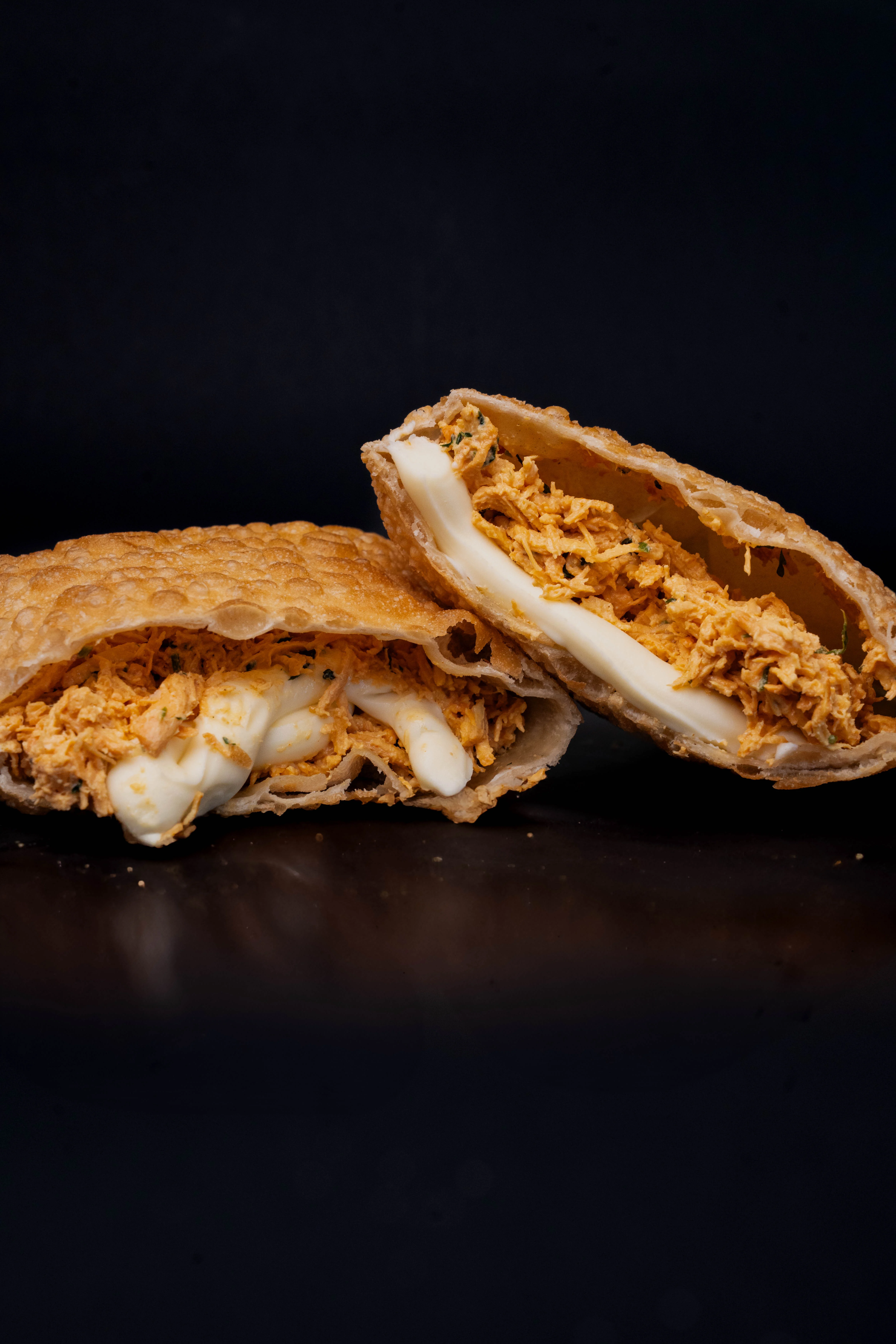 Crispy Mexican tinga tacos with chicken filling