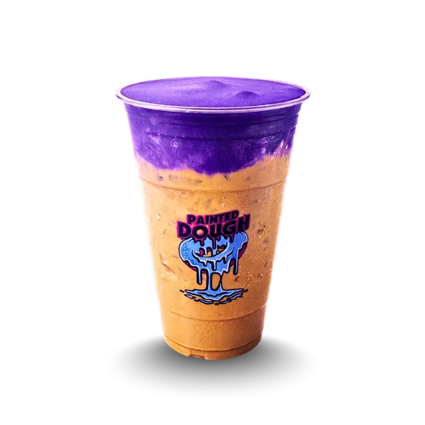 Painted Dough Signature Coffee Brew, sweetened condensed milk, ube cold foam. 