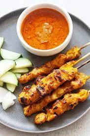 Indonesian satay skewers with peanut sauce
