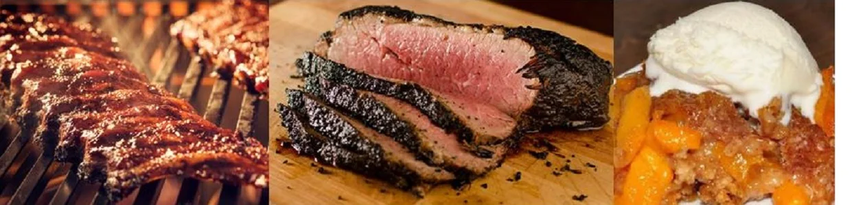 Smoky Texas barbecue brisket with sides and dessert