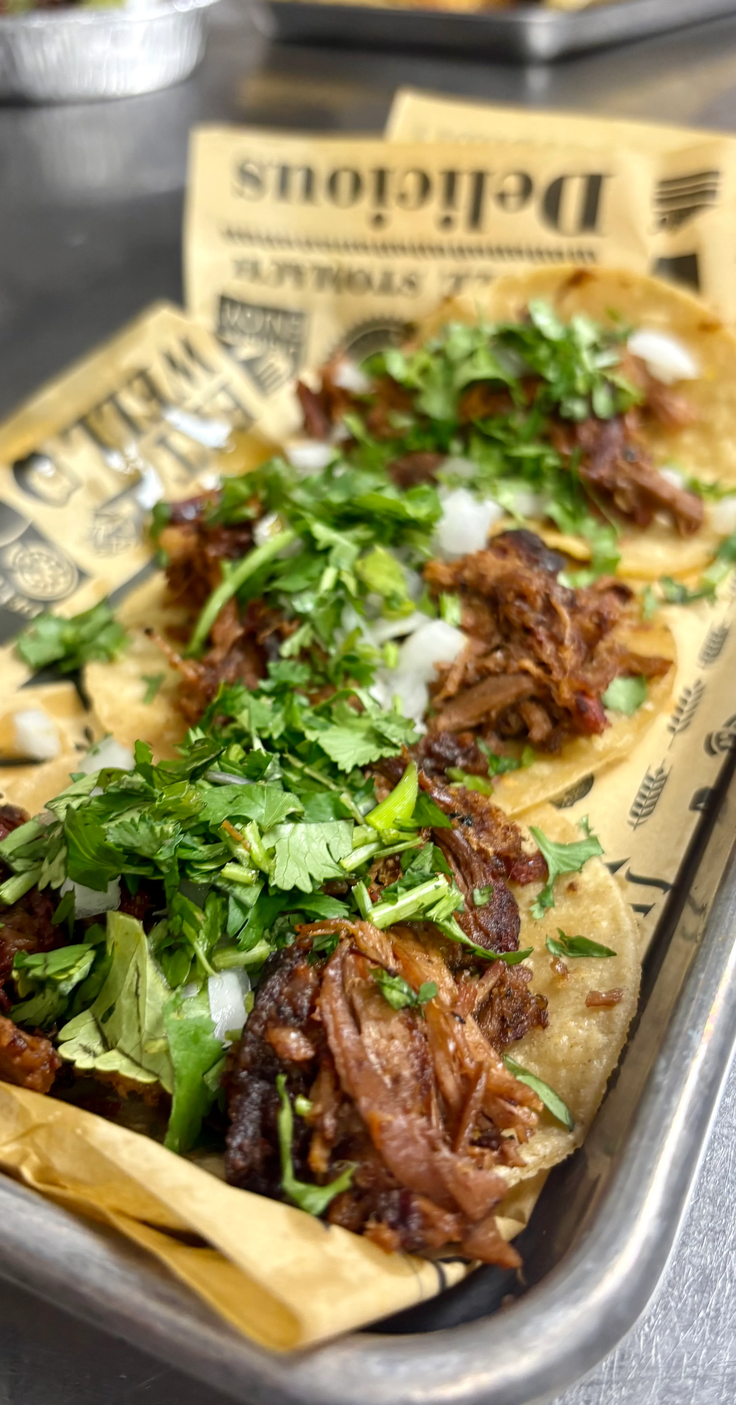 Authentic Mexican tacos with slow-cooked beef