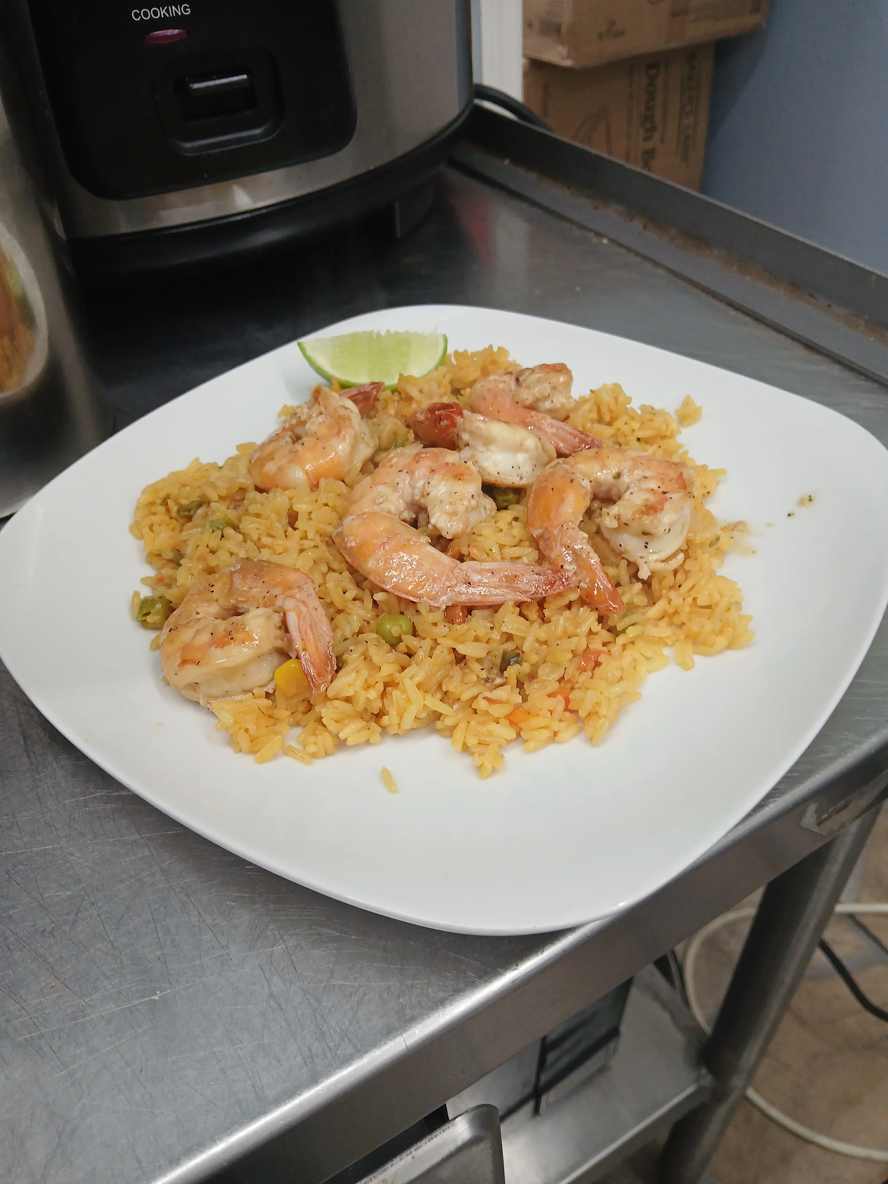 Shrimp and rice dish known as Mexican arroz con camarones