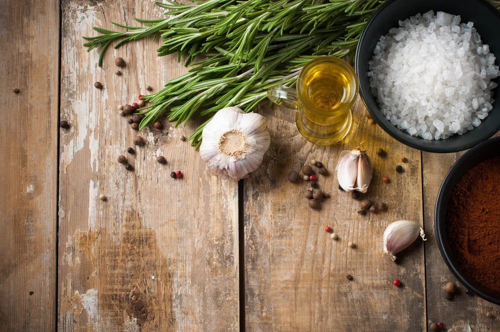 Fresh herbs and spices for Mediterranean cooking