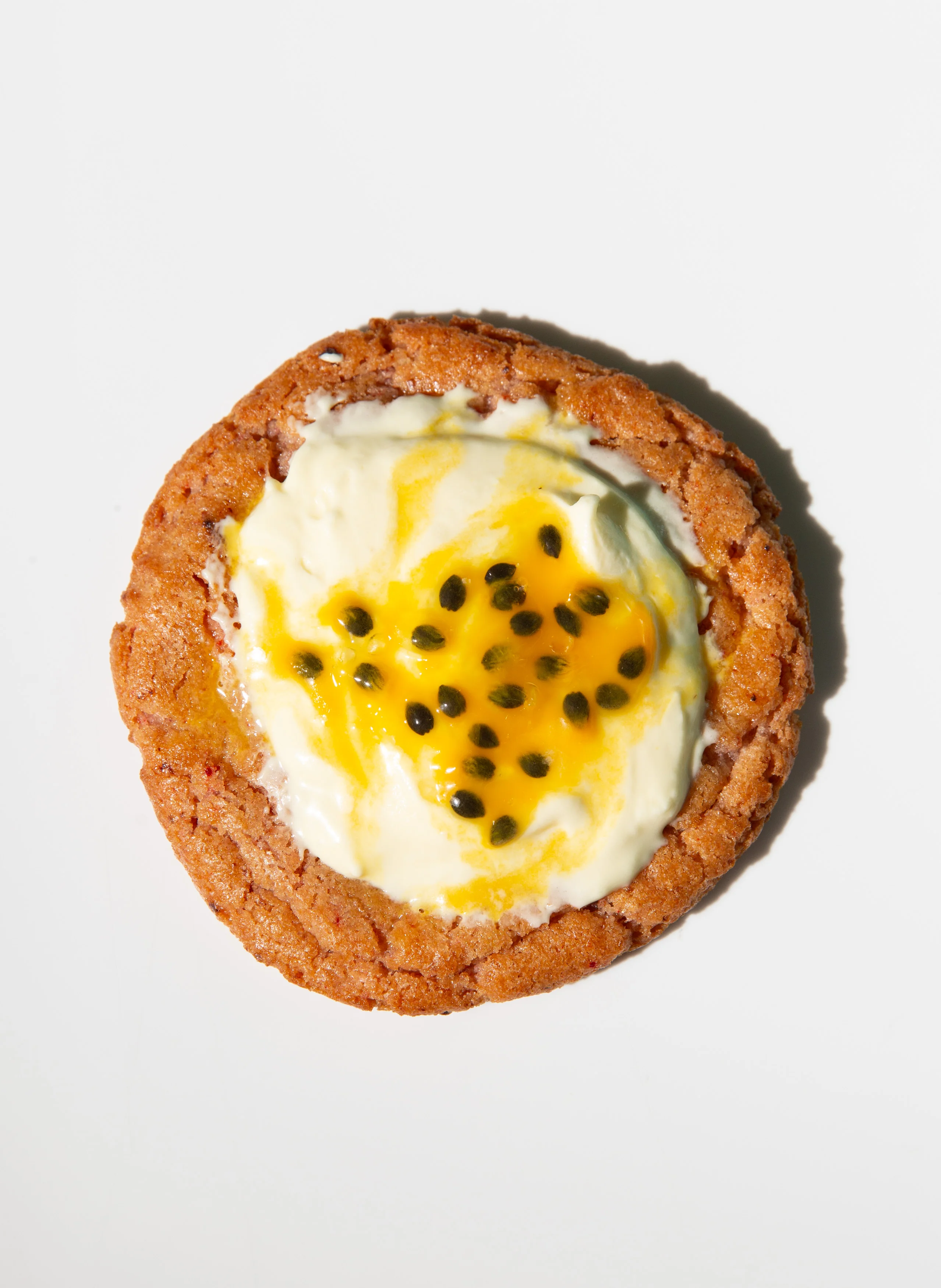 Passion fruit tart on a cookie crust