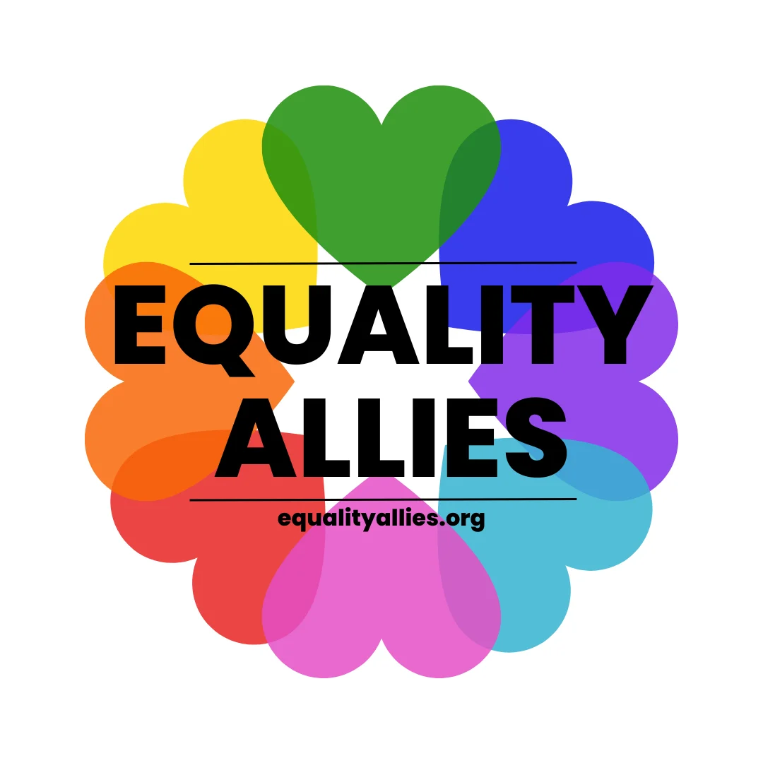 Logo of Equality Allies with colorful heart shapes