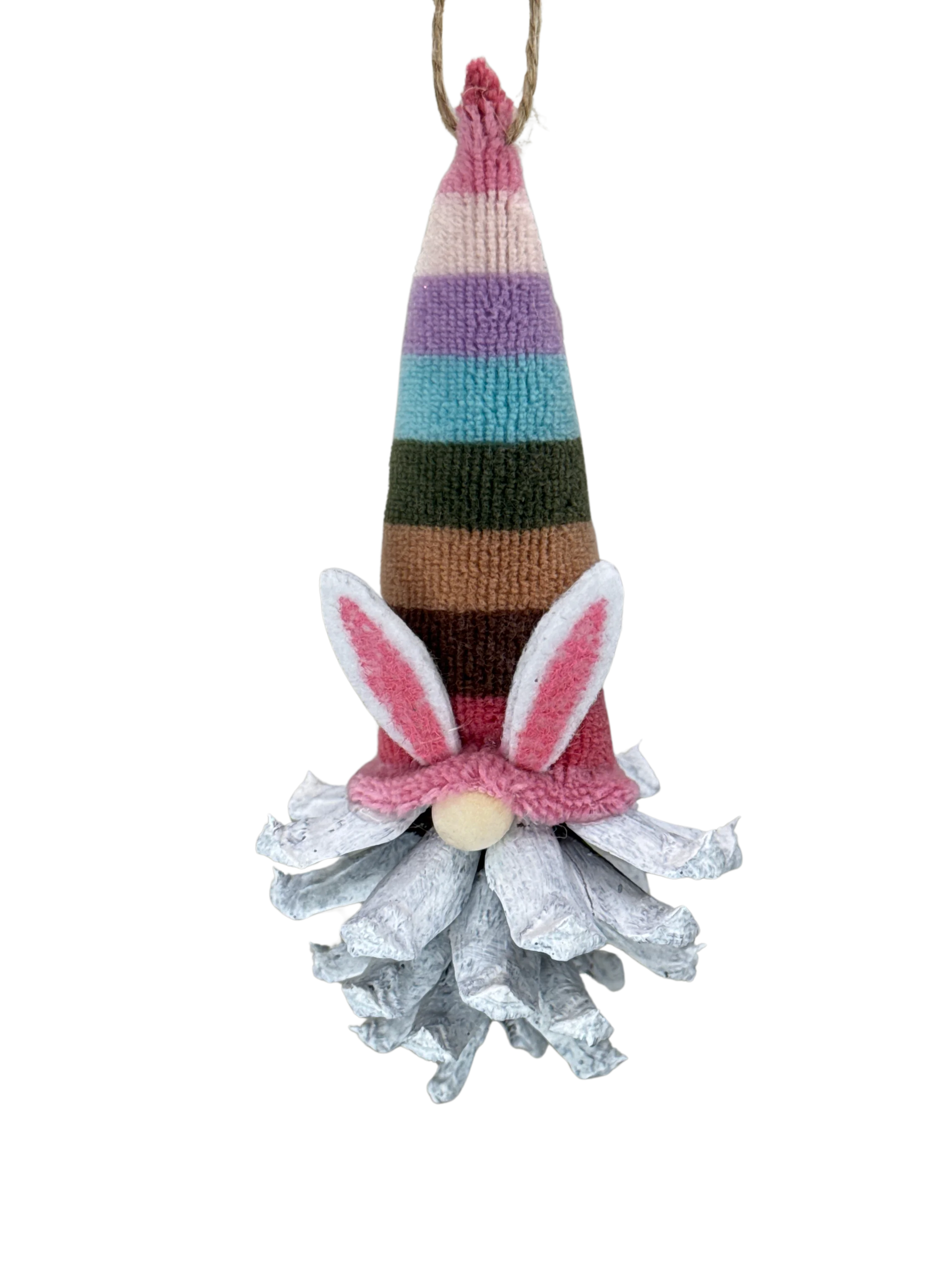 Handmade Montana Pinecone Gnome Easter Ornament