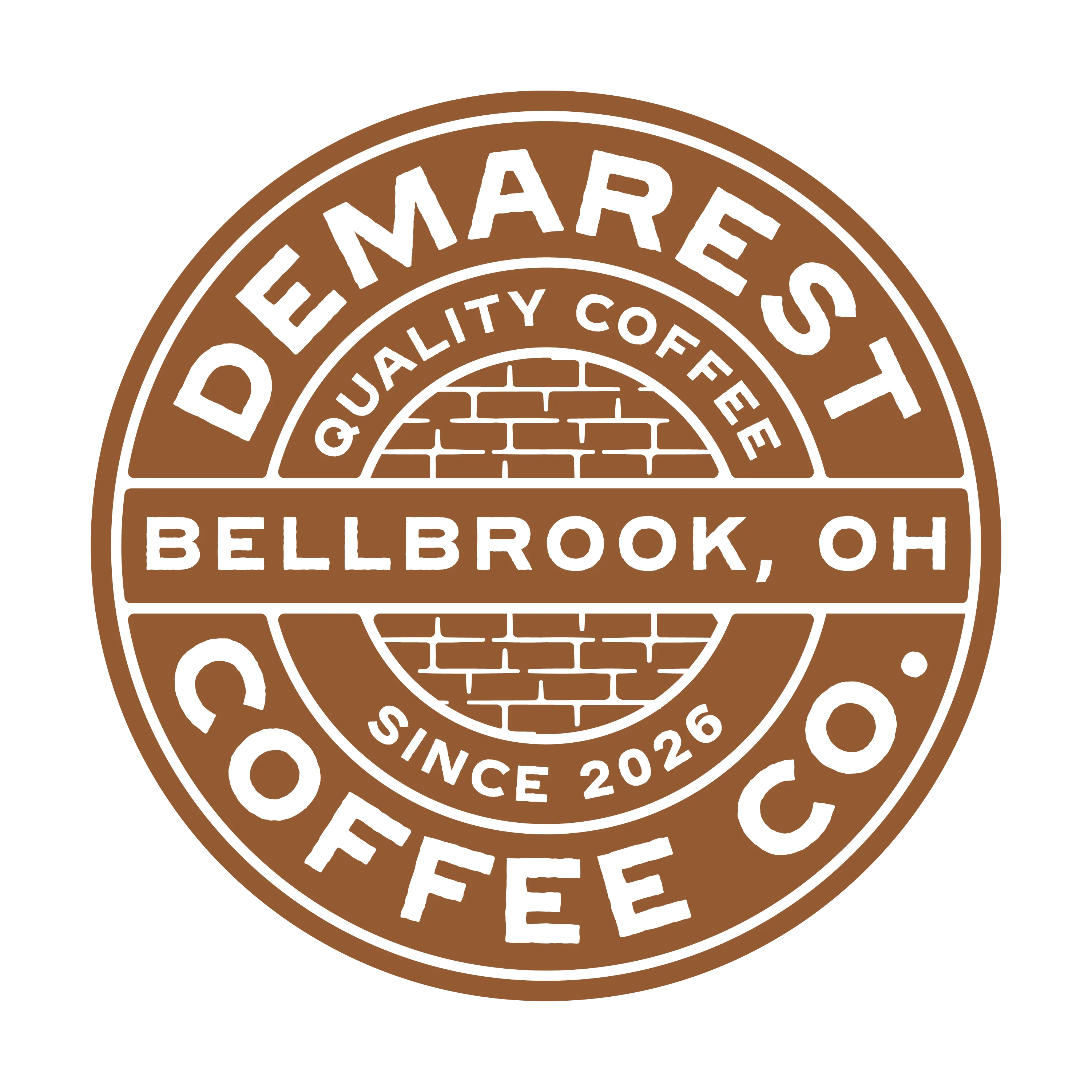 Restaurant logo featuring beige text on a charcoal background