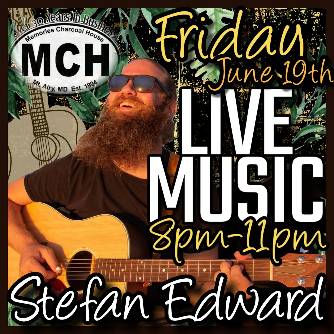 Live music event featuring Stefan Edward at Memories Charcoal House.