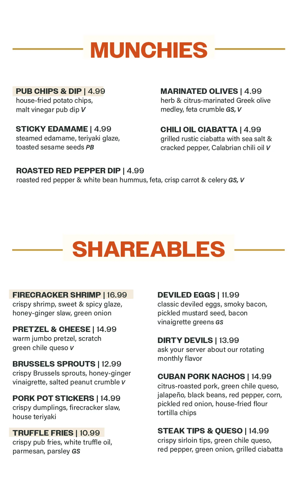 Fleetwood Dinner Menu Page 1