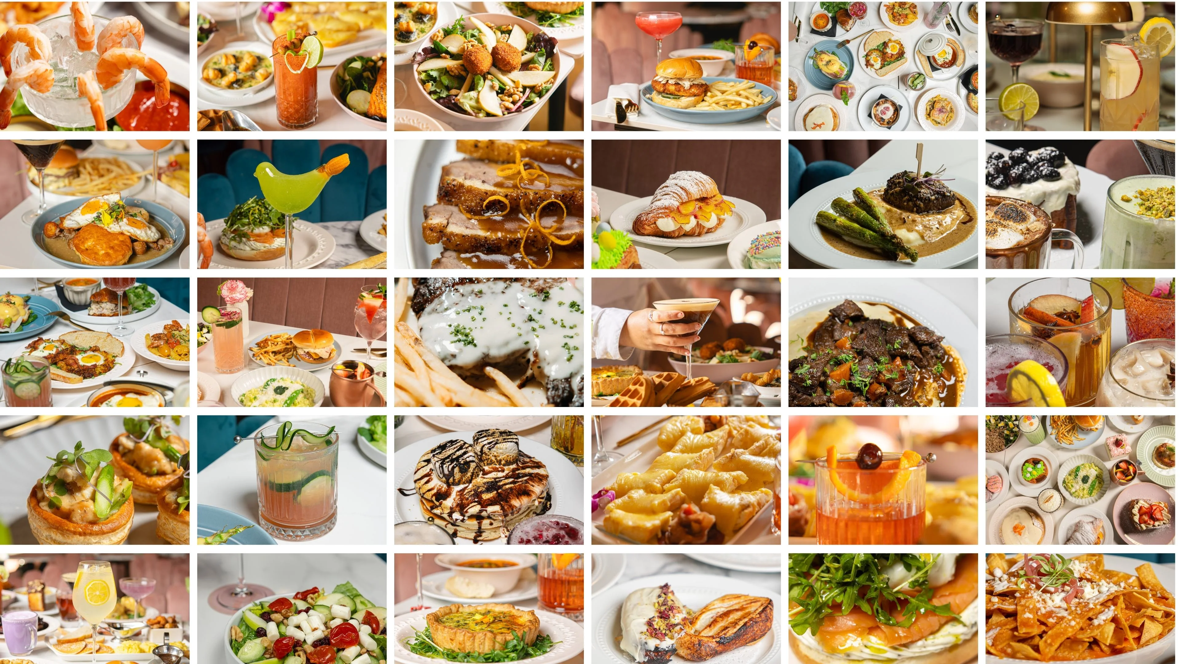 A beautifully arranged table with delicious food and drinks.