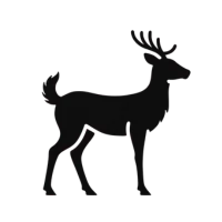 Silhouette of a deer with antlers