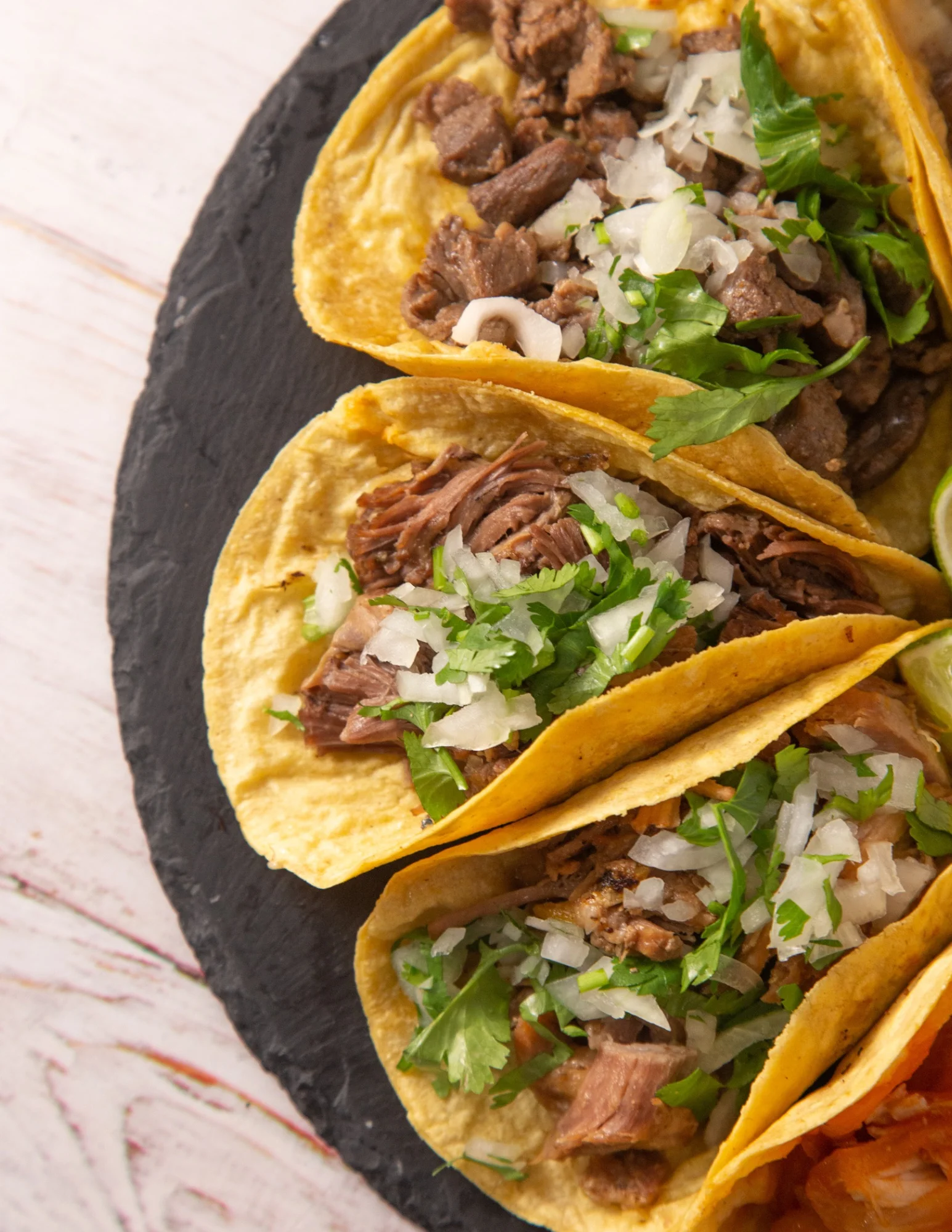 Authentic Mexican street tacos with beef and fresh toppings