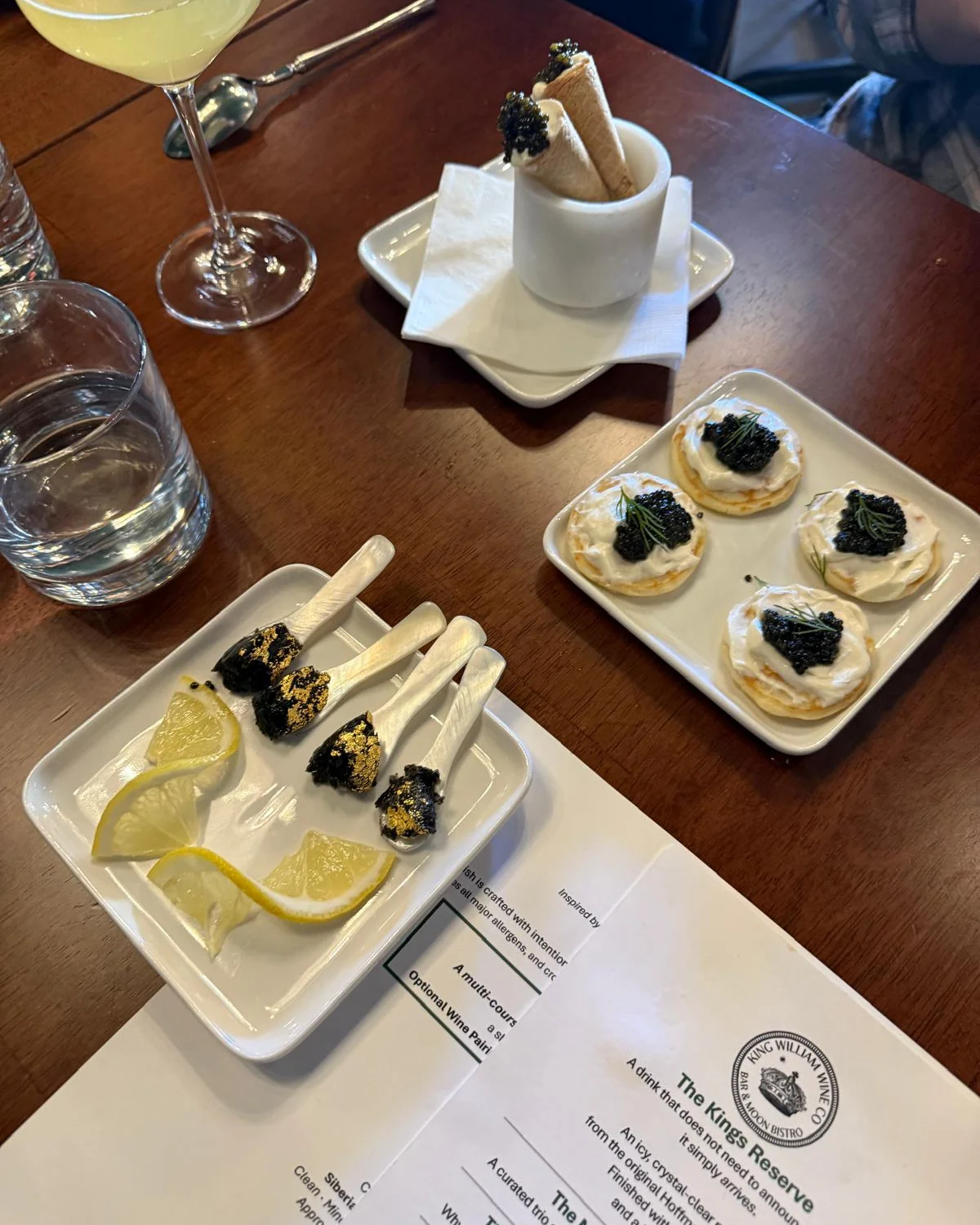 Gourmet caviar tasting with lemon and blinis